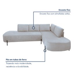 Sofá de Canto Luna Orgânico 265cm para Sala de Estar - 11