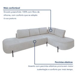 Sofá de Canto Luna Orgânico 265cm para Sala de Estar - 9