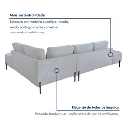 Sofá de Canto Luna Orgânico 265cm para Sala de Estar - 8