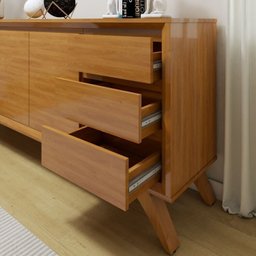 Conjunto Sala de Jantar 100% MDF com Buffet e Cristaleira Reflecta Pés em Madeira Maciça Elegance - 9