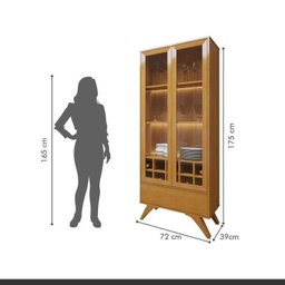 Conjunto Sala de Jantar 100% MDF com Buffet e Cristaleira Reflecta Pés em Madeira Maciça Elegance - 18