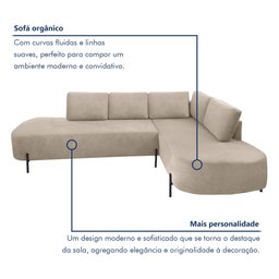 Sofá de Canto Luna Orgânico 265 Cm para Sala de Estar - 9