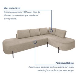 Sofá de Canto Luna Orgânico 265cm para Sala de Estar Yescasa - 9