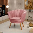 Ver imagem 3 de Poltrona Pétala Rose Decorativa Estofada Pés Palito Madeira