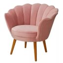 Ver imagem 1 de Poltrona Pétala Rose Decorativa Estofada Pés Palito Madeira