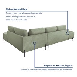 Sofá de Canto Luna Orgânico 265cm para Sala de Estar - 8