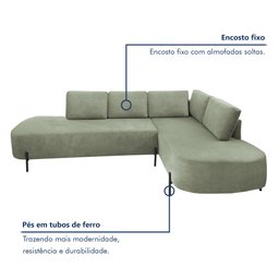 Sofá de Canto Luna Orgânico 265cm para Sala de Estar - 11