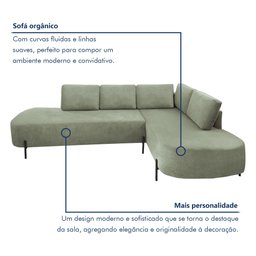 Sofá de Canto Luna Orgânico 265cm para Sala de Estar - 10