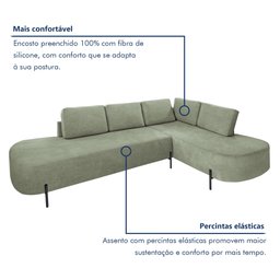Sofá de Canto Luna Orgânico 265cm para Sala de Estar - 9