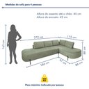 Ver imagem 4 de Sofá Canto Orgânico 4 Lugares Bouclé Verde Luna 265cm Yescasa