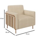 Ver imagem 4 de Poltrona Decorativa para Sala de Estar 79cm Pés Aço Delarma M22 Linho Champanhe - Mpozenato