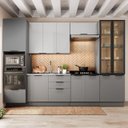 Ver imagem 1 de Cozinha 6 Peças com Paneleiro para Forno e Micro-Ondas com Vidro Fumê e Iluminação Lumina Cinza
