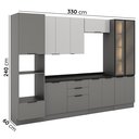 Ver imagem 3 de Cozinha 6 Peças com Paneleiro para Forno e Micro-Ondas com Vidro Fumê e Iluminação Lumina Cinza