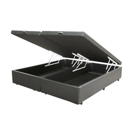 Cama Box Baú Casal Bipartido NK Camas Sintético Cinza 41x138x188