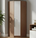 Ver imagem 1 de Guarda-Roupa Canto Oblíquo 1 Porta 100% MDF Requinte+ Marrom/Macadâmia/Branco Line