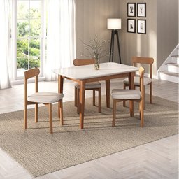 Kit Mesa de Jantar Tangará 130cm e 4 Cadeiras Pitanga Cabecasa Madeiramadeira - 1