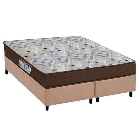 Cama Box Queen: Colchão Espuma Ortobom D45/EP Fort Tech ISO 150 + Base CRC Suede Clean(158x198)