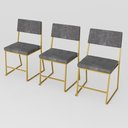 Ver imagem 1 de Kit 3 Cadeira Jantar Cozinha Estofada com Encosto Dourado Suede Dubai