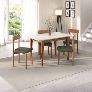 Kit Mesa de Jantar Tangará 130cm e 4 Cadeiras Pitanga Cabecasa Madeiramadeira