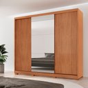 Ver imagem 1 de Guarda-roupa Casal 100% Mdf 3 Portas de Correr 4 Gavetas 6 Prateleiras com Pés e Espelho Chile
