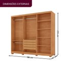 Ver imagem 3 de Guarda-Roupa Casal 100% MDF 3 Portas de Correr 4 Gavetas 6 Prateleiras com Pés e Espelho Chile Marrom/Marromle