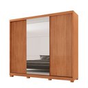 Ver imagem 2 de Guarda-Roupa Casal 100% MDF 3 Portas de Correr 4 Gavetas 6 Prateleiras com Pés e Espelho Chile Marrom/Marromle