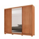 Ver imagem 2 de Guarda-Roupa Casal 100% MDF 3 Portas de Correr 4 Gavetas 6 Prat c/ Pés e Espelho Chile Marrom/Mar