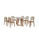Ver imagem 1 de Conjunto Sala de Jantar Mesa Florença 160x90cm Tampo Retângular Vidro/MDF Off White com 6 Cadeiras É