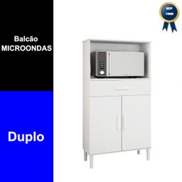 Balcão Armário Organizador Microondas e Forno Duplo Branco - 3