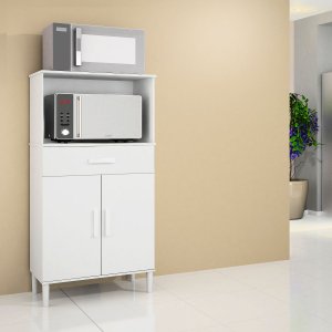 Balcão Armário Organizador Microondas e Forno Duplo Branco