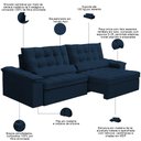 Ver imagem 3 de Sofá Retrátil Reclinável para Sala 4 Lugares 290cm Maresi F04 Veludo Azul - Lyam Decor