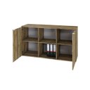 Ver imagem 2 de Armário Baixo com 2 Portas e Nicho 75x135x42cm Marrom/Carvalho/Branco