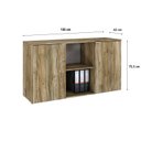 Ver imagem 4 de Armário Baixo com 2 Portas e Nicho 75x135x42cm Marrom/Carvalho/Preto