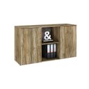 Ver imagem 5 de Armário Baixo com 2 Portas e Nicho 75x135x42cm Marrom/Carvalho/Preto