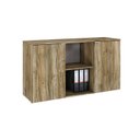 Ver imagem 3 de Armário Baixo com 2 Portas e Nicho 75x135x42cm Marrom/Carvalho/Preto