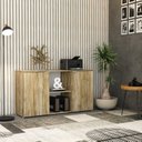 Ver imagem 7 de Armário Baixo com 2 Portas e Nicho 75x135x42cm Marrom/Carvalho/Preto