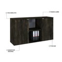 Ver imagem 6 de Armário Baixo com 2 Portas e Nicho 75x135x42cm Marrom/Carvalho Escuro/Branco