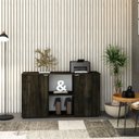 Ver imagem 1 de Armário Baixo com 2 Portas e Nicho 75x135x42cm Marrom/Carvalho Escuro/Branco
