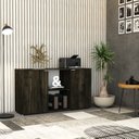 Ver imagem 7 de Armário Baixo com 2 Portas e Nicho 75x135x42cm Marrom/Carvalho Escuro/Branco
