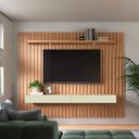 Ver imagem 1 de Painel para Tv até 75 Polegadas 2 Gavetas com Led 228cm Ripado Freijó/off White - Dalla Costa