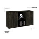 Ver imagem 6 de Armário Baixo com 2 Portas e Nicho 75x135x42cm Marrom/Carvalho Escuro/Preto
