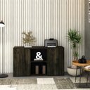 Ver imagem 1 de Armário Baixo com 2 Portas e Nicho 75x135x42cm Marrom/Carvalho Escuro/Preto