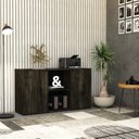 Ver imagem 7 de Armário Baixo com 2 Portas e Nicho 75x135x42cm Marrom/Carvalho Escuro/Preto