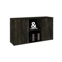 Ver imagem 5 de Armário Baixo com 2 Portas e Nicho 75x135x42cm Marrom/Carvalho Escuro/Preto