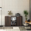 Ver imagem 1 de Armário Baixo com 2 Portas e Nicho 75x135x42cm Marrom/Nogal/Branco