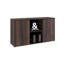 Ver imagem 5 de Armário Baixo com 2 Portas e Nicho 75x135x42cm Marrom/Nogal/Preto