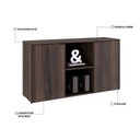 Ver imagem 6 de Armário Baixo com 2 Portas e Nicho 75x135x42cm Marrom/Nogal/Preto