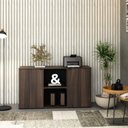 Ver imagem 1 de Armário Baixo com 2 Portas e Nicho 75x135x42cm Marrom/Nogal/Preto