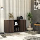 Ver imagem 7 de Armário Baixo com 2 Portas e Nicho 75x135x42cm Marrom/Nogal/Preto