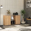 Ver imagem 7 de Armário Baixo com 2 Portas e Nicho 75x135x42cm Marrom/Lamina Mel/Branco